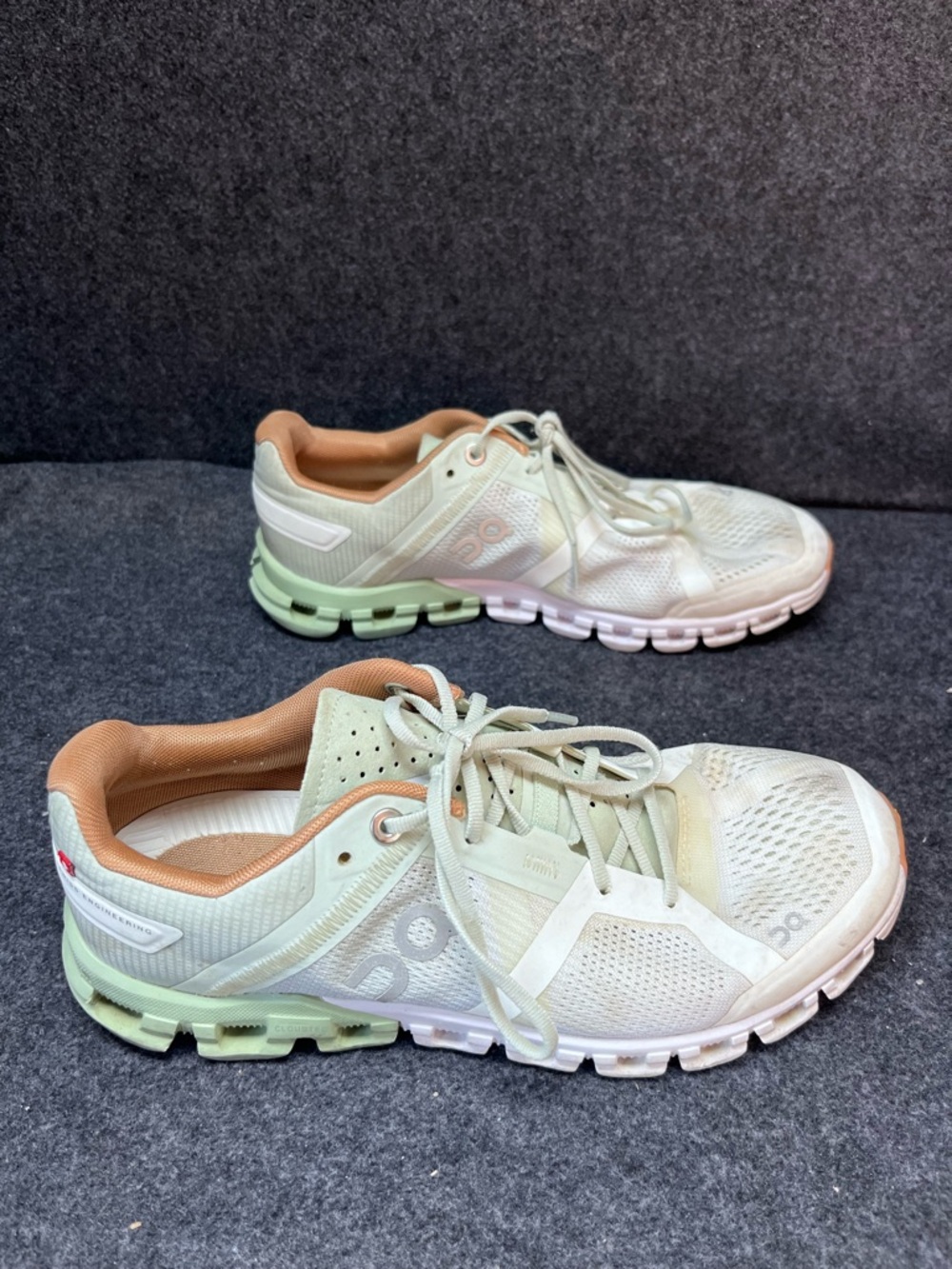 On Cloudflow Women’s Running Shoes White Aloe Size W7 Athletic White/Green